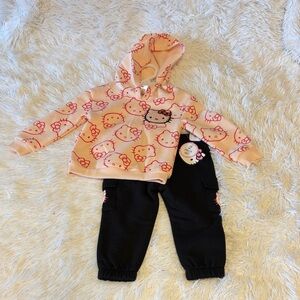 NWT HELLO KITTY Pink Hoodie and Black Pants Set Sz 12M NWT